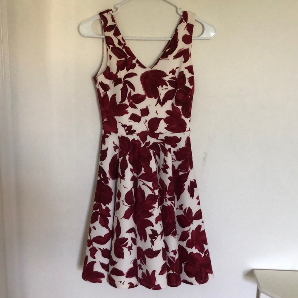 Red and white floral dress